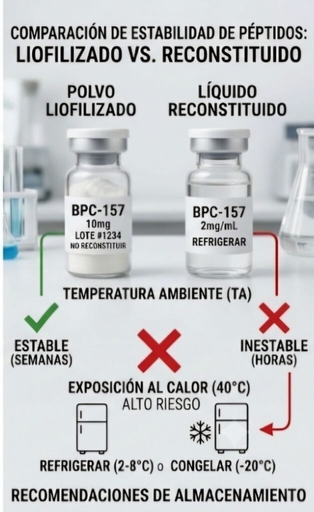 ¿Cuánto tiempo pueden permanecer los péptidos sin refrigeración durante el transporte? 7 datos esenciales que debes conocer cuánto tiempo pueden permanecer los péptidos sin refrigeración durante el transporte: Estabilidad de los péptidos durante el transporte según temperatura, tiempo de exposición y estado liofilizado o reconstituido