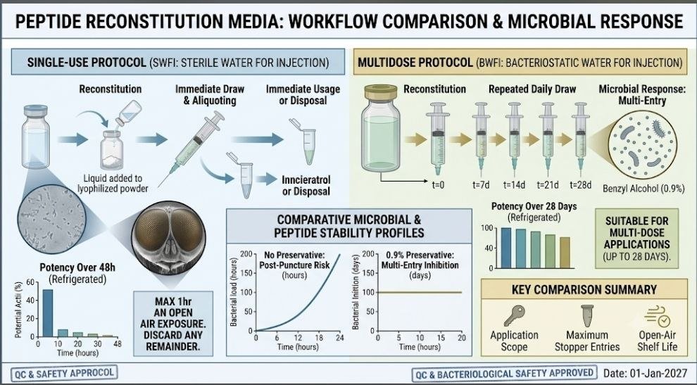 Can I Use Sterile Water Instead of Bacteriostatic Water? 7 Critical Facts Every Peptide Researcher Should Know can I use sterile water instead of bacteriostatic water: single-use vs multidose peptide reconstitution sterile water