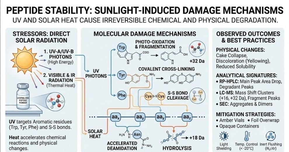 Can Sunlight Damage Peptide Powders? 11 Powerful Ways to Protect Peptide Powders from Light Peptide Powders Can sunlight damage peptide powders? UV light and peptide stability