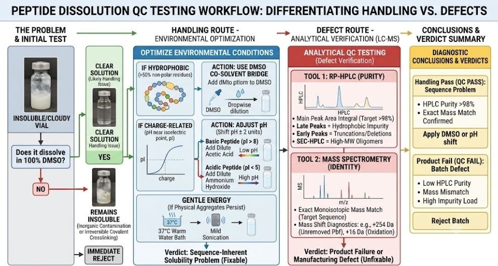 Why Won’t My Peptide Dissolve? 9 Powerful Reasons, Proven Fixes & QC Troubleshooting Guide why won't my peptide dissolve: peptide dissolution QC testing with HPLC and mass spectrometry