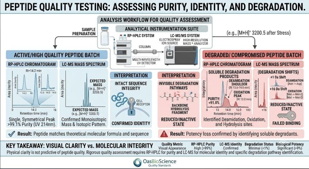 Can Peptides Lose Potency Without Changing Appearance? 9 Critical Reasons to Know Peptide potency: Peptide quality testing for purity, molecular identity and degradation