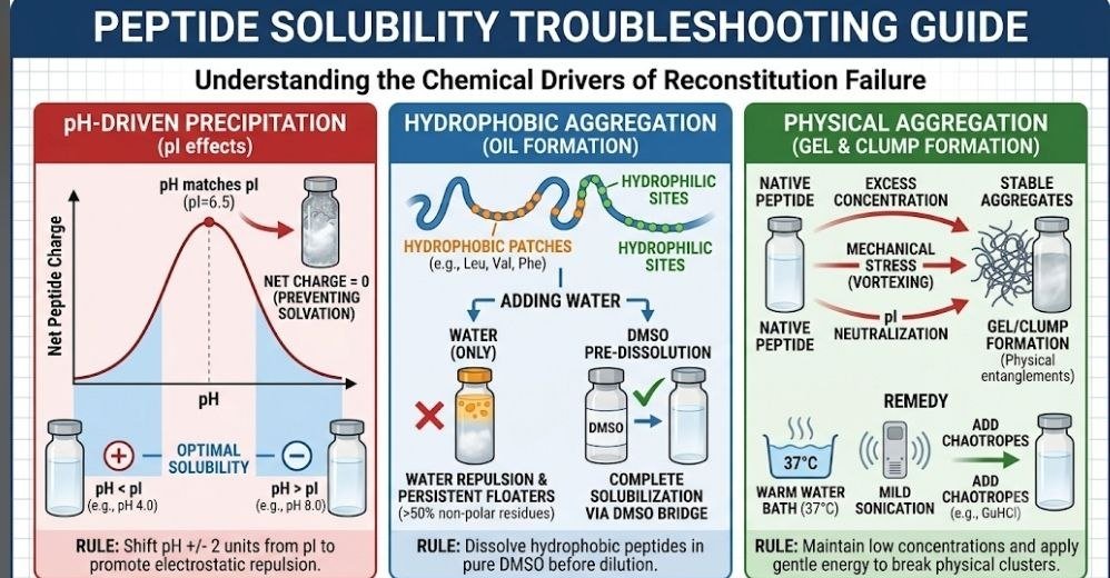 Why Won’t My Peptide Dissolve? 9 Powerful Reasons, Proven Fixes & QC Troubleshooting Guide why won't my peptide dissolve: peptide solubility problems caused by pH hydrophobicity and aggregation